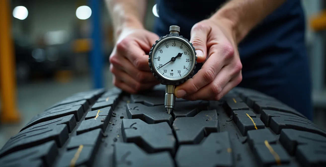 Comparaison visuelle de l'usure de la sculpture d'un pneu