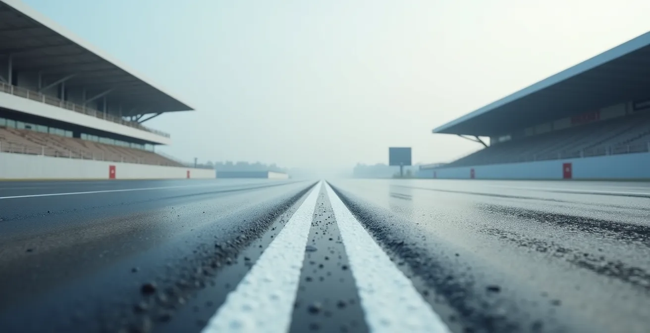 Installation de mesure de distance de freinage sur piste d'essai