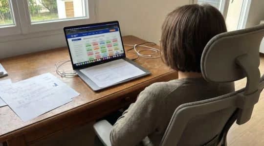 Personne de dos consultant des devis d